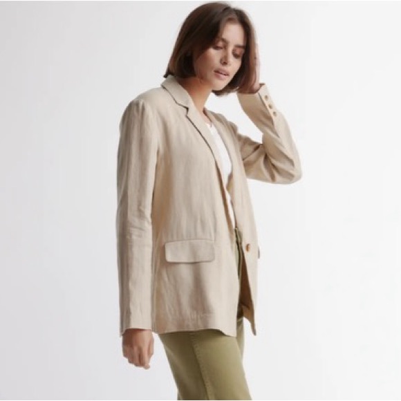 NWT Quince 100% European Linen Blazer in Driftwood - Picture 2 of 13